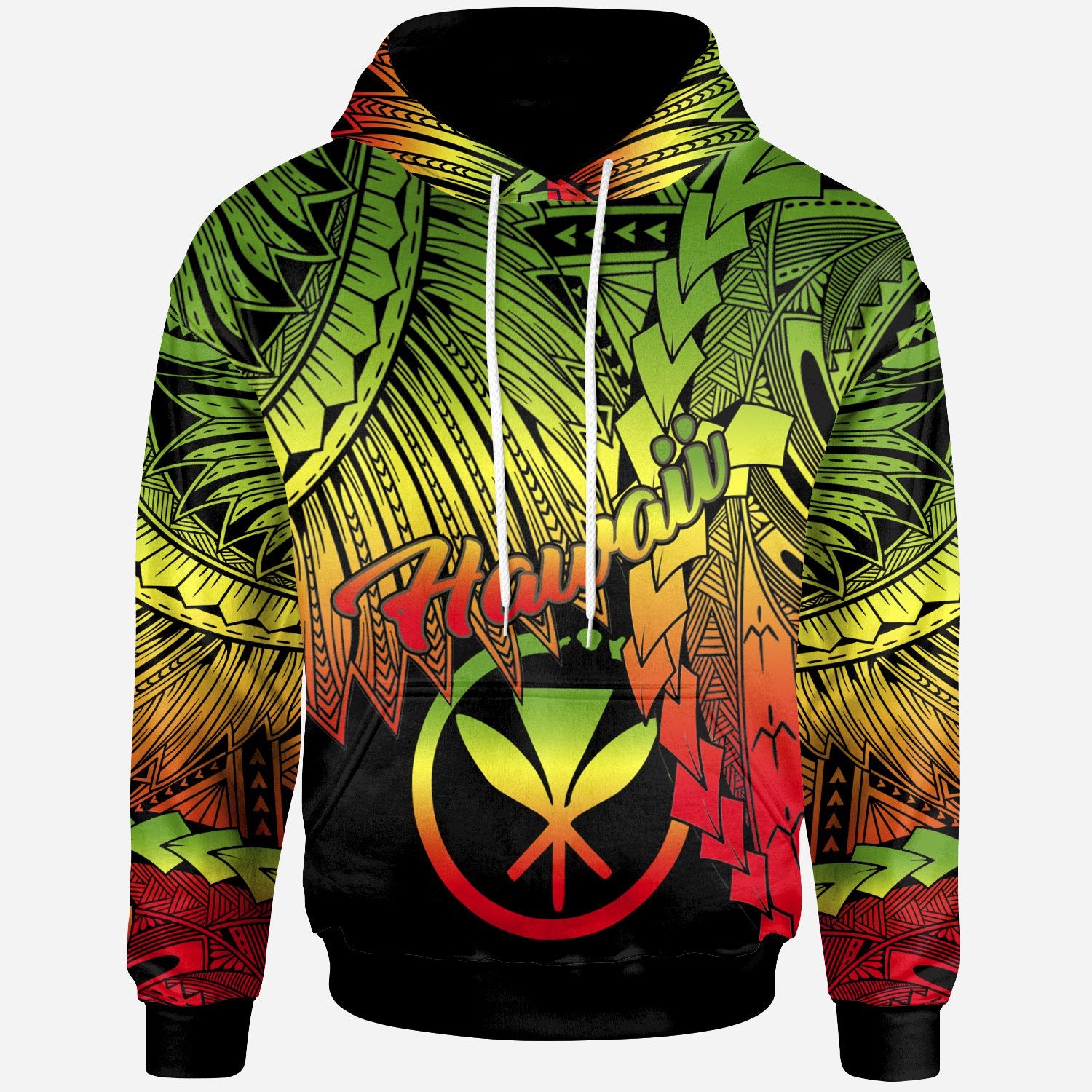 Polynesian Hawaii Hoodie Tribal Wave Tattoo Reggae Unisex Reggae - Polynesian Pride