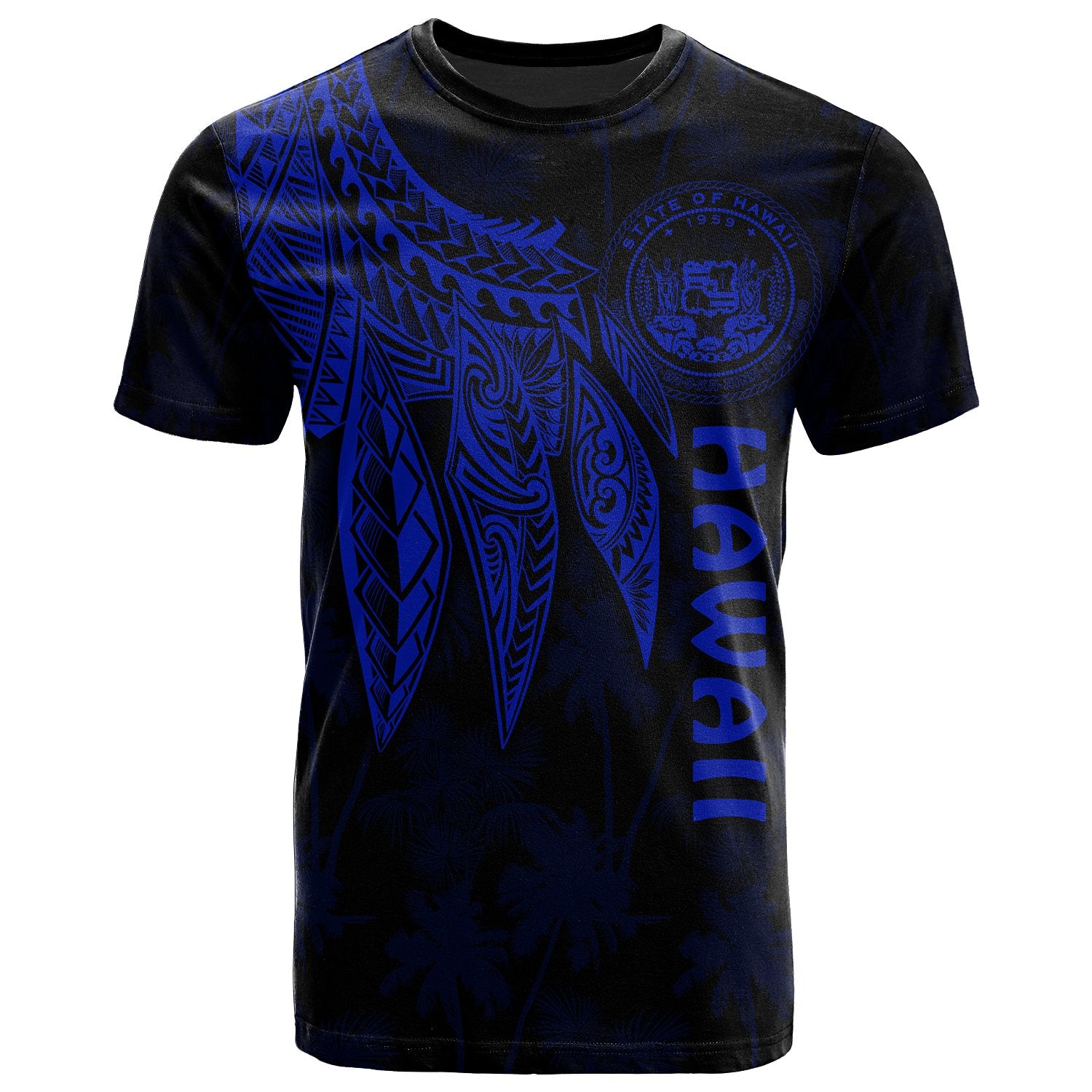 Polynesian Hawaii T shirt Polynesian Wings (Blue) Unisex Blue - Polynesian Pride