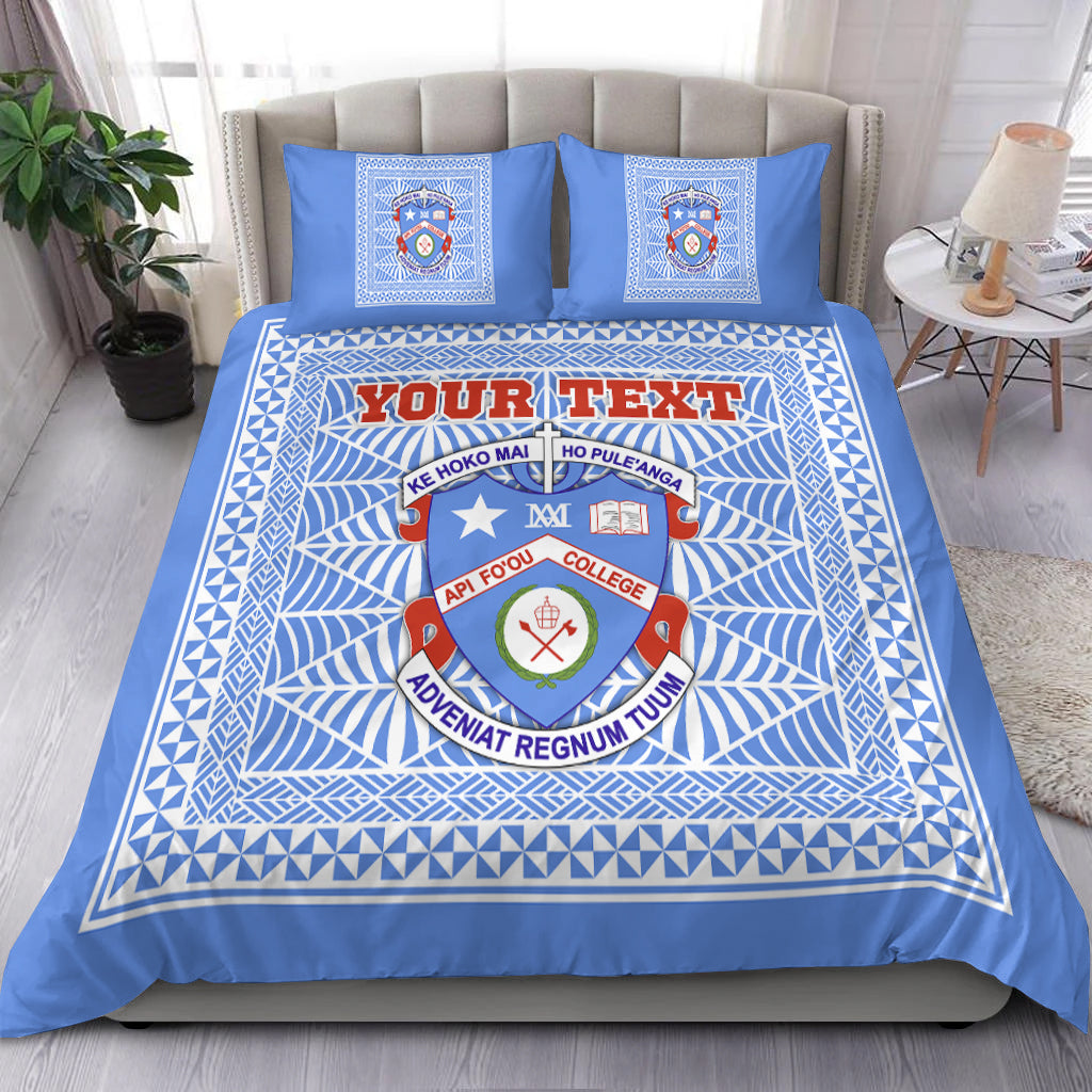 (Custom Personalised) Apifoou College Bedding Set Tonga Pattern LT4 Blue - Polynesian Pride