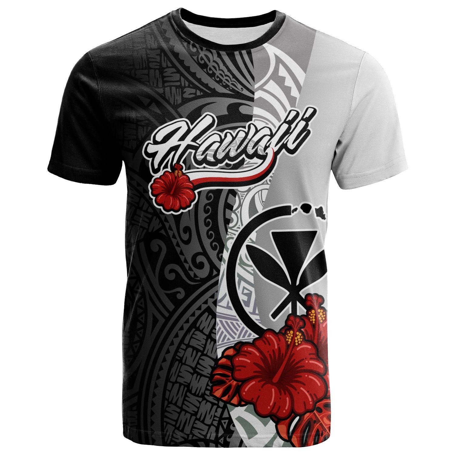 Hawaii Polynesian T Shirt Kanaka Maoli With Hibiscus White Unisex Art - Polynesian Pride