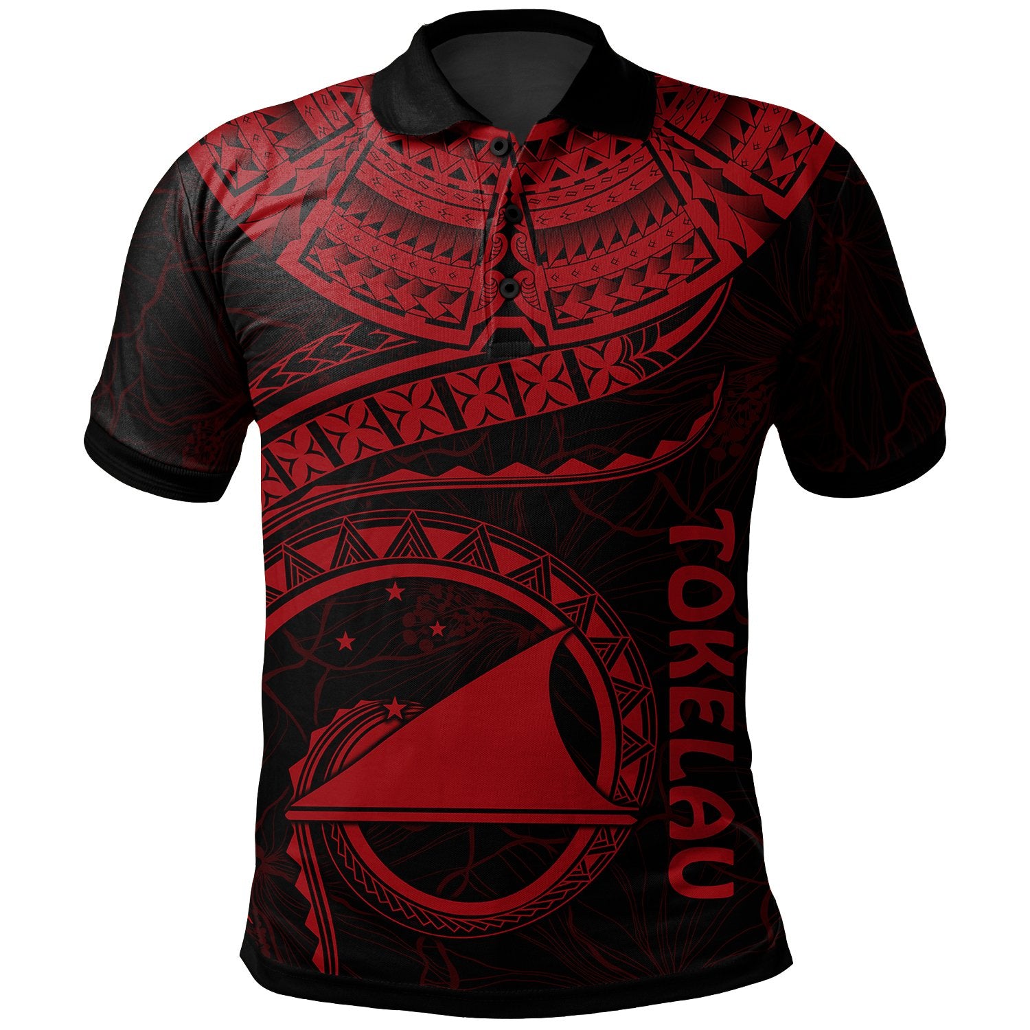 Tokelau Polynesian Polo Shirt Tokelau Waves (Red) Unisex Red - Polynesian Pride