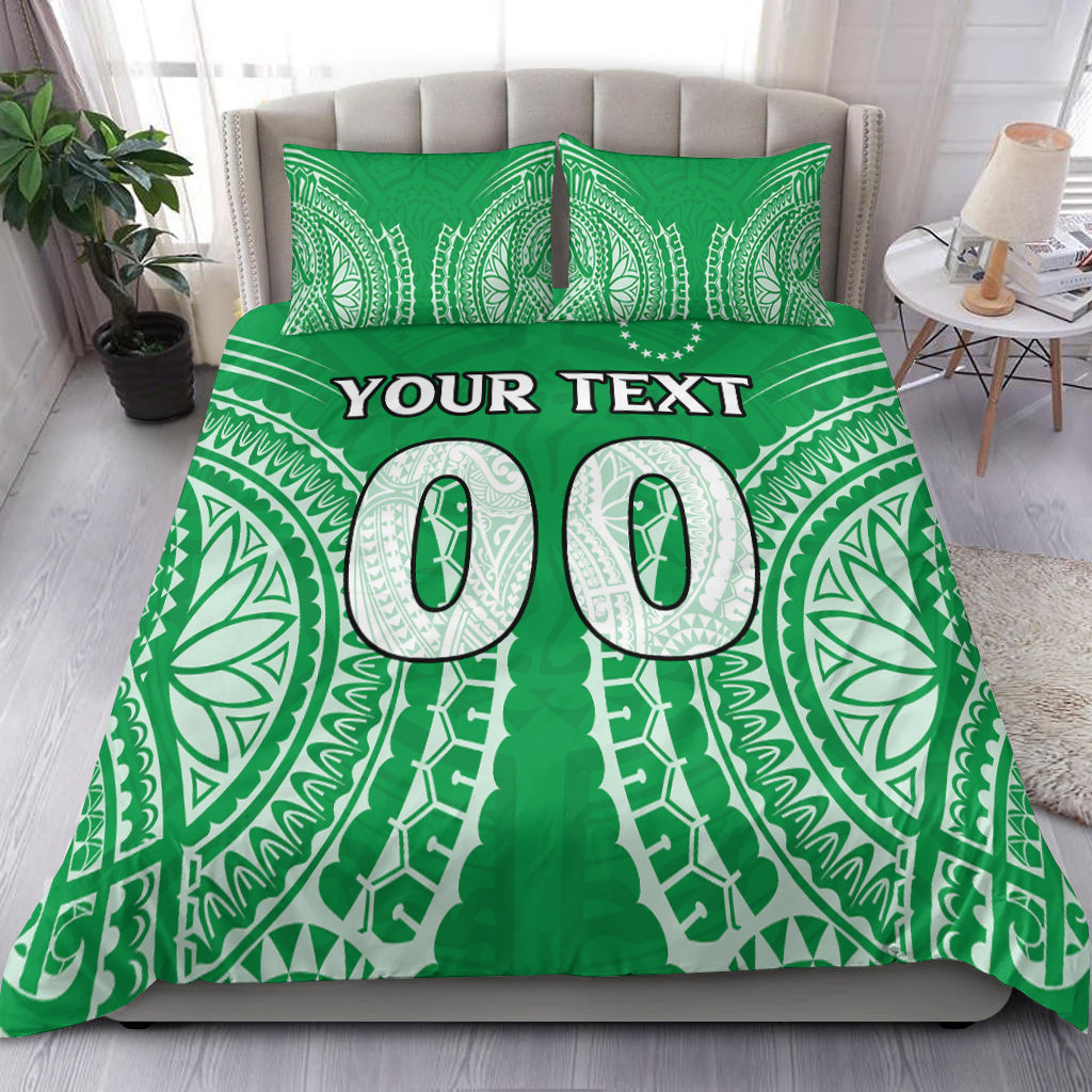 (Custom Personalised) Cook Islands Mitiaro Bedding Set - Tribal Pattern - LT12 Green - Polynesian Pride