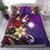 Marshall Islands Bedding Set - Tribal Flower With Special Turtles Purple Color Purple - Polynesian Pride