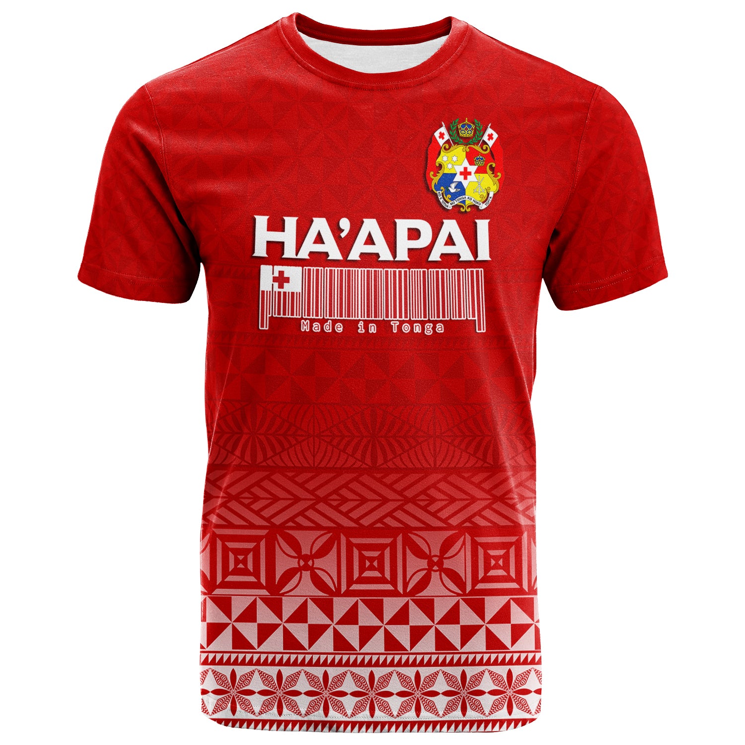 Custom Tonga Haapai T Shirt Tongan Pattern LT12 Unisex Red - Polynesian Pride