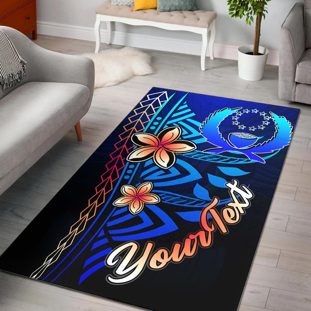 Pohnpei Custom Personalised Area Rug - Vintage Tribal Mountain Blue - Polynesian Pride