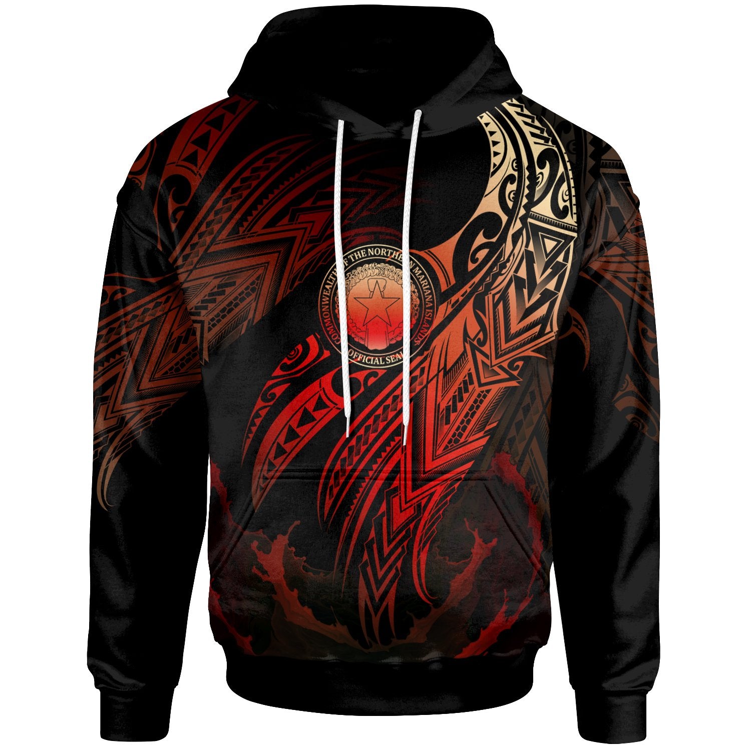 Northern Mariana Islands Polynesian Hoodie Legend Red Version Unisex Black - Polynesian Pride