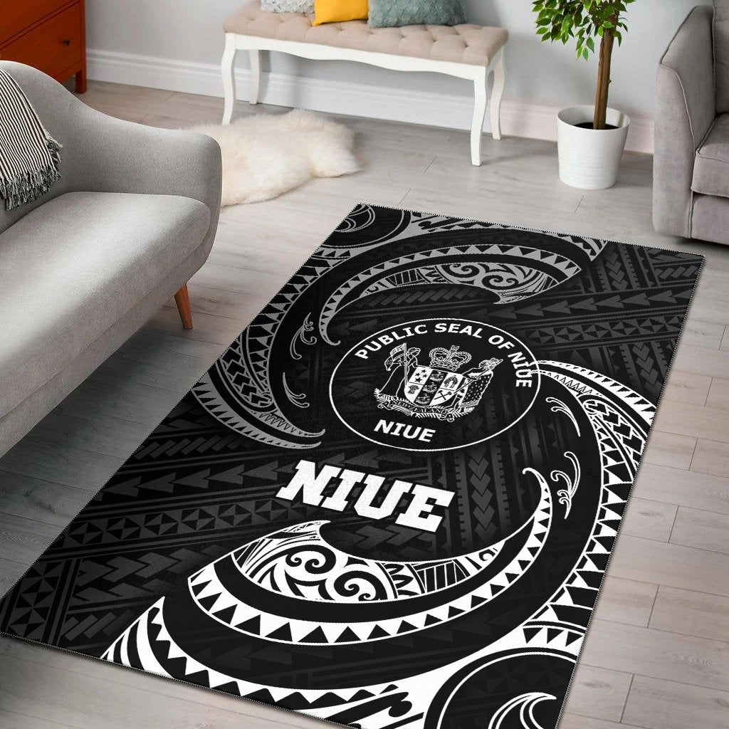 Niue Polynesian Area Rug - White Tribal Wave White - Polynesian Pride