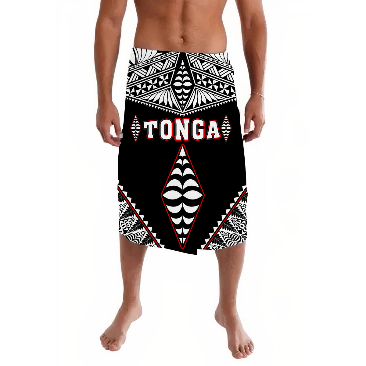 Tonga Lavalava Tongan Kupesi Pattern Ver.01 LT13 Black - Polynesian Pride