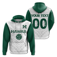 Custom Hawaii Zip up Hoodie White Volleyball Team Supporter LT12 Unisex Green - Polynesian Pride