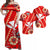 Hawaii Matching Dress and Hawaiian Shirt Kakau Tribal Red Batik Floral Ver.01 LT13 Red - Polynesian Pride