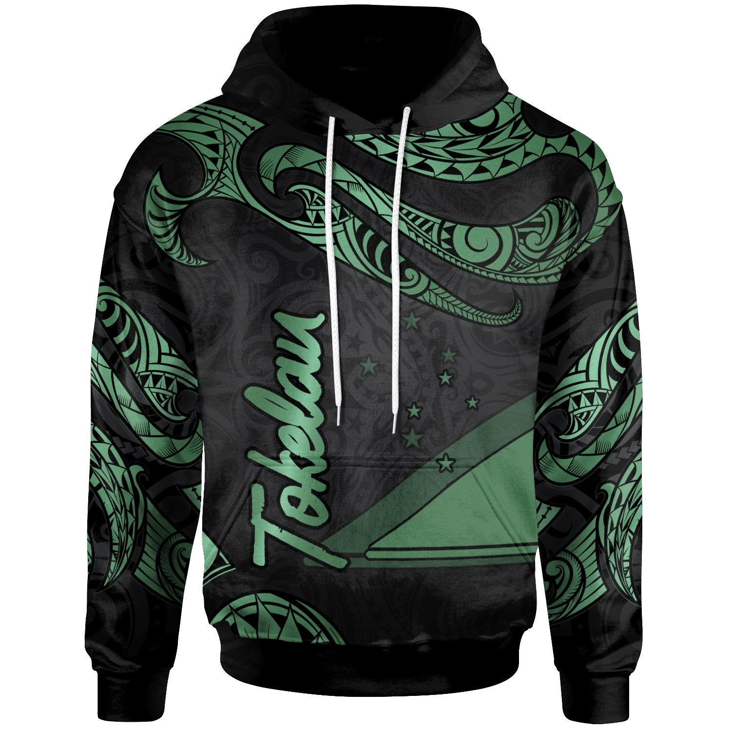 Tokelau Hoodie Polynesian Tattoo Green Version Unisex Green - Polynesian Pride