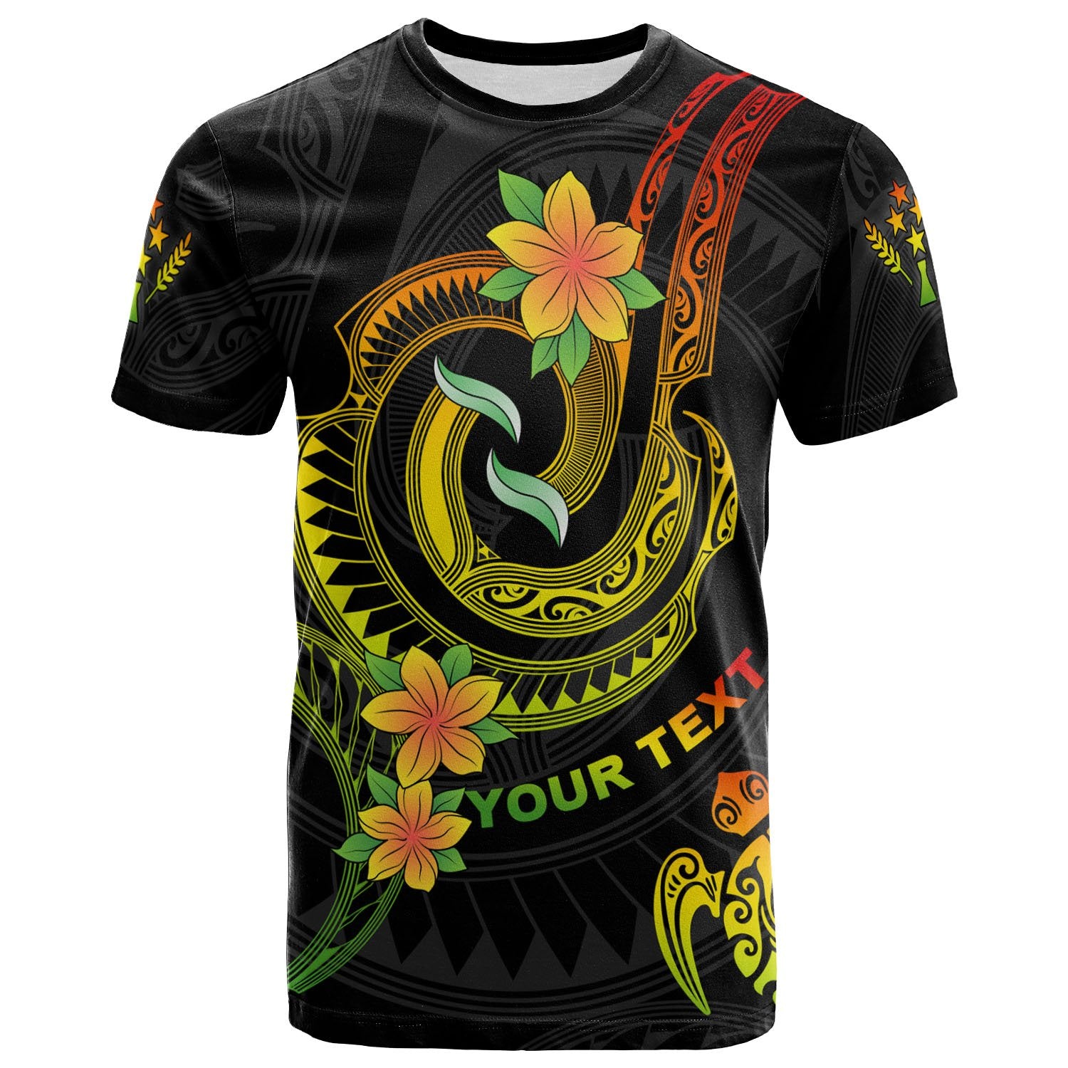 Kosrae Custom T Shirt Reggae Plumeria Flowers with Spiral Patterns Unisex Art - Polynesian Pride