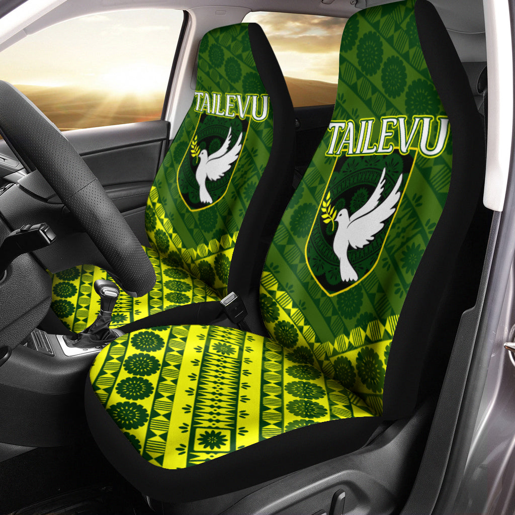 Tailevu Rugby Union Fiji Car Seat Covers - Tapa Pattern - LT12 One Size Green - Polynesian Pride