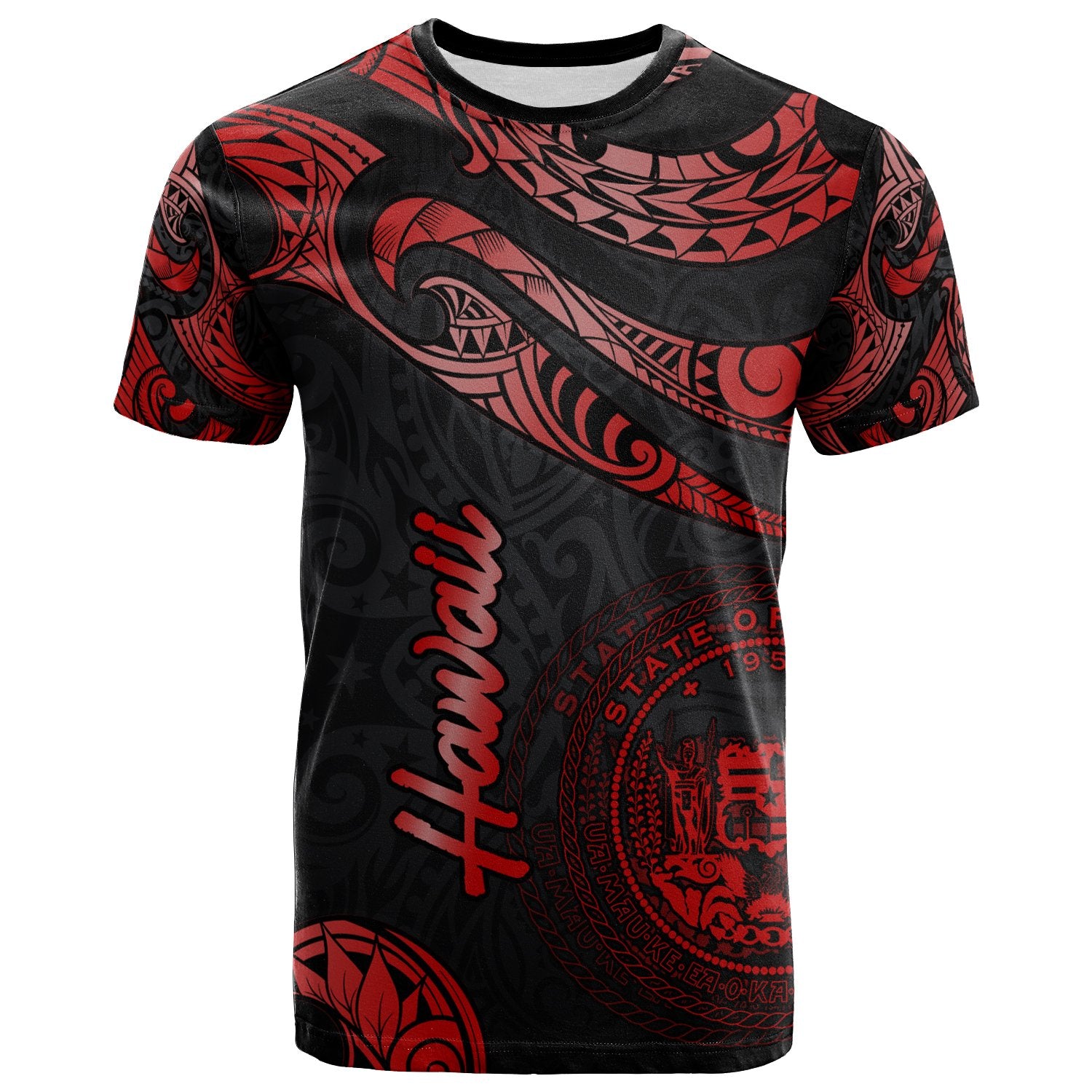 Hawaii Polynesian T Shirt Polynesian Tattoo Red Version Unisex Red - Polynesian Pride