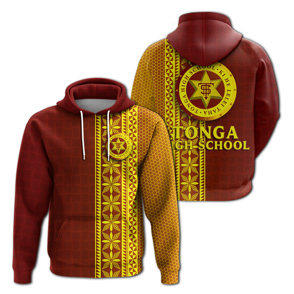 Tonga High School Hoodie Ngatu Pattern LT12 Unisex Red - Polynesian Pride