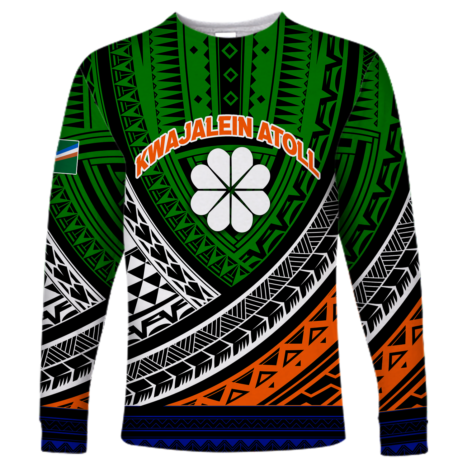 Kwajalein Atoll Tribal Pattern Long Sleeve Shirt - LT12 Unisex Blue - Polynesian Pride