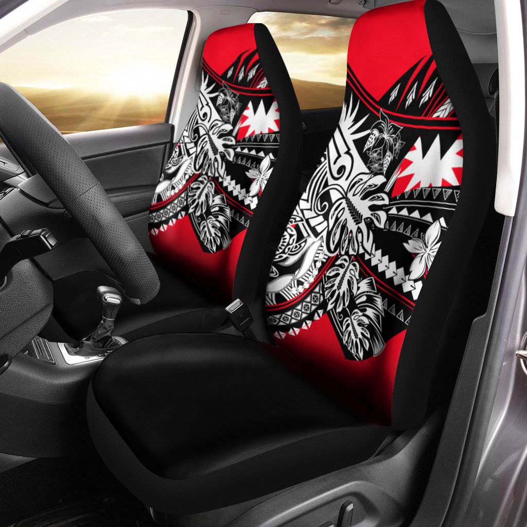 Nauru Car Seat Cover - Tribal Jungle Pattern Universal Fit Black - Polynesian Pride