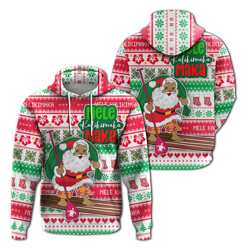 Hawaiian Christmas Hoodie Santa Surfing Ugly Christmas LT12 Red - Polynesian Pride