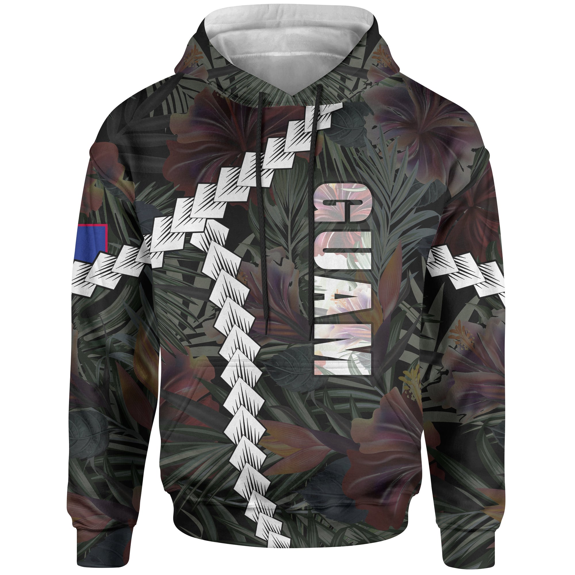 Guam Polynesian Hoodie Chain Polynesian Unisex BLACK - Polynesian Pride