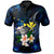 Polynesian Hawaii Polo Shirt Turtle With Plumeria Flowers Unisex Blue - Polynesian Pride