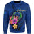 Pohnpei Polynesian Sweater - Floral With Seal Blue Unisex Blue - Polynesian Pride