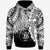 Niue Polynesian Custom Hoodie Tribal Wave Tattoo White Unisex White - Polynesian Pride