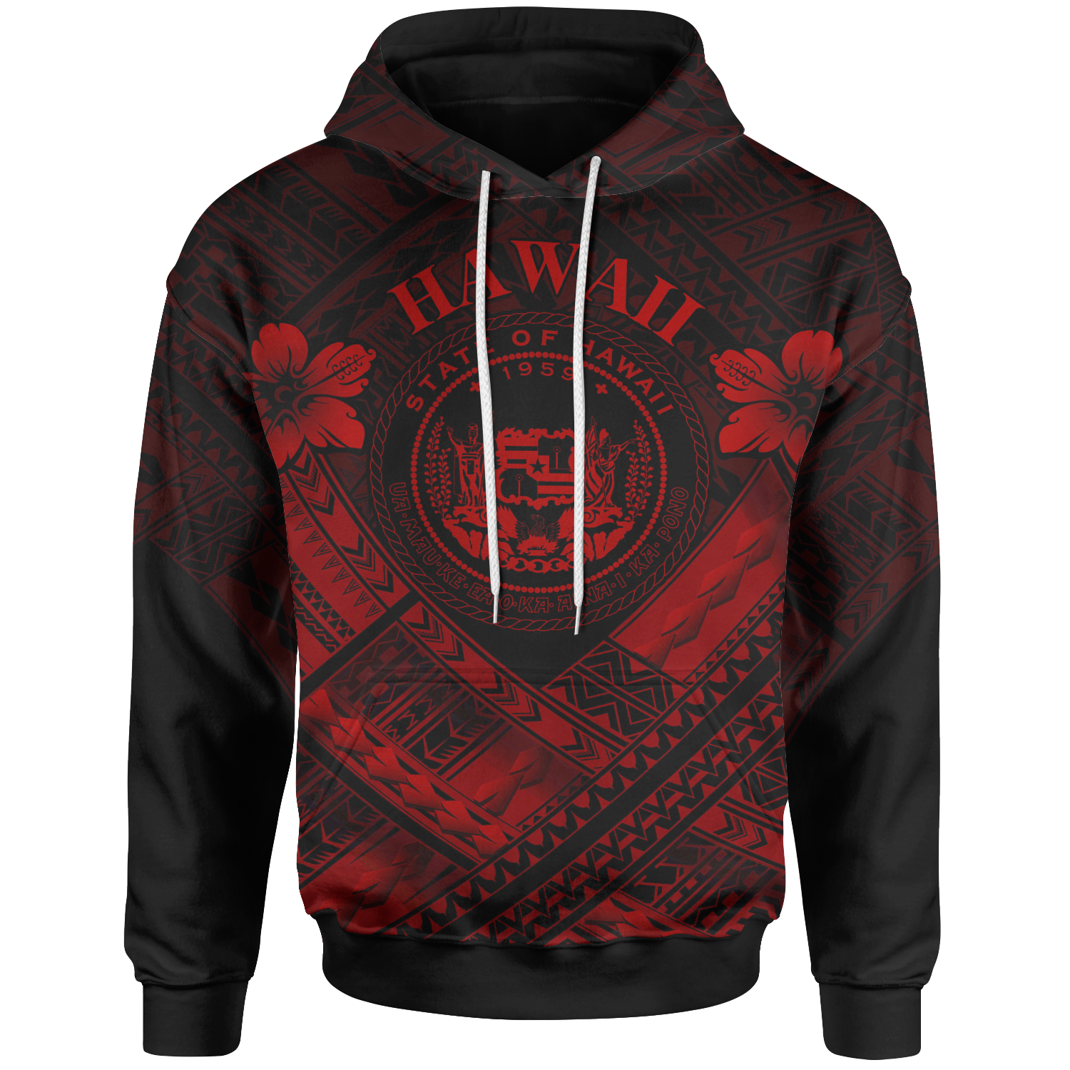 Hawaii Hoodie Red Seal Polynesian Patterns Unisex Red - Polynesian Pride