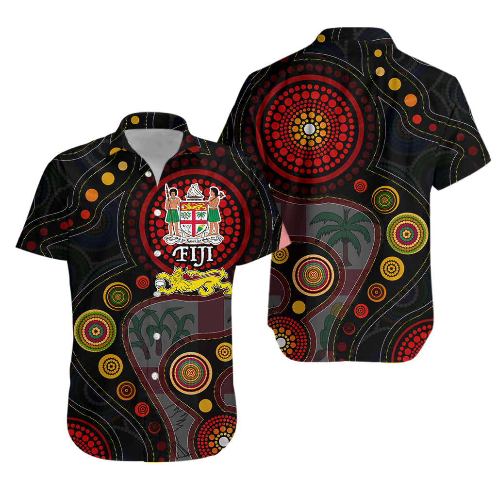 Fiji With Aboriginal Hawaiian Shirt - LT20 Blue - Polynesian Pride