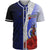 Vanuatu Polynesian Baseball Shirt - Coat Of Arm With Hibiscus Blue Unisex Blue - Polynesian Pride