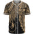 Yap Polynesian Baseball Shirt - Tribal Wave Tattoo Gold Unisex Gold - Polynesian Pride