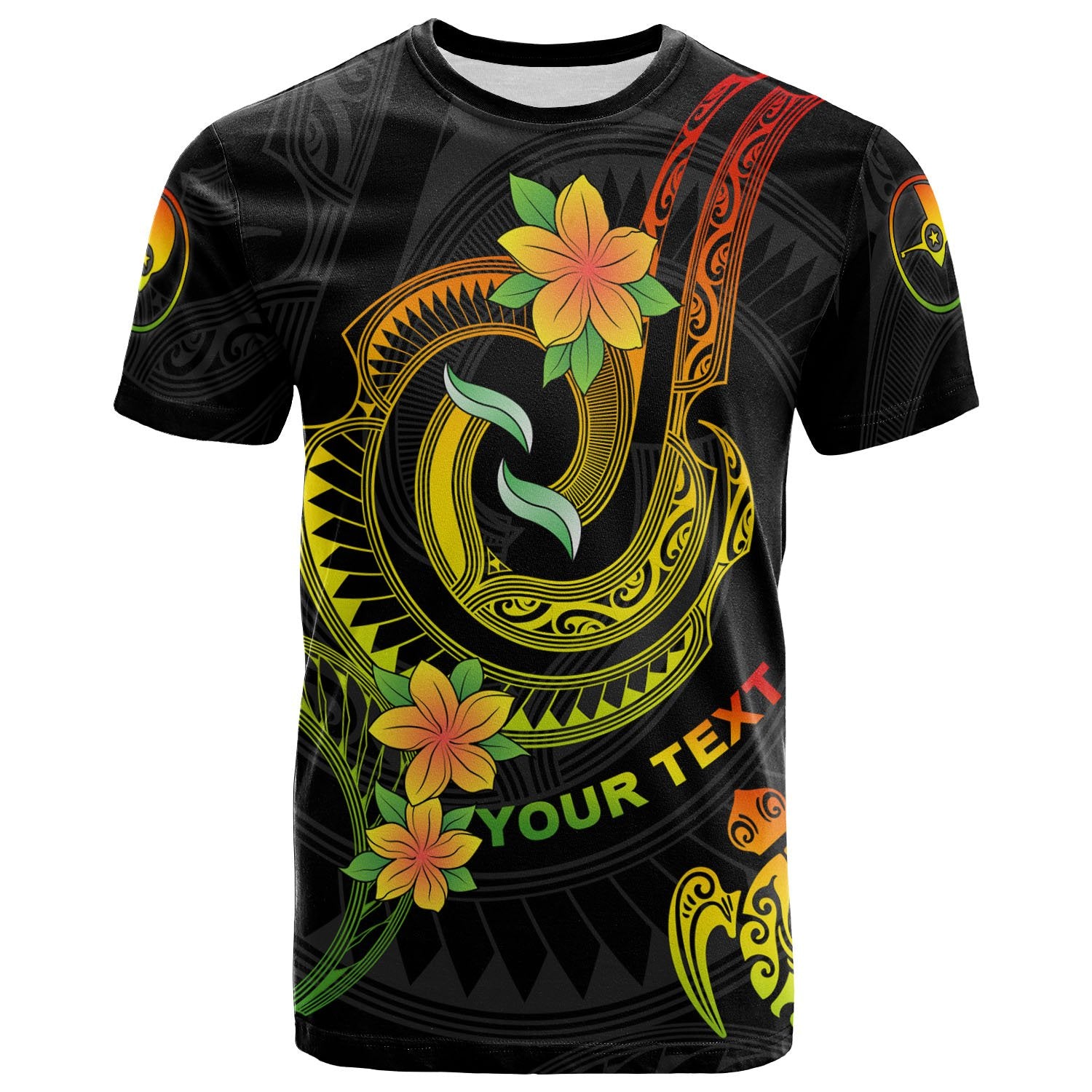 Yap Custom T Shirt Reggae Plumeria Flowers with Spiral Patterns Unisex Art - Polynesian Pride