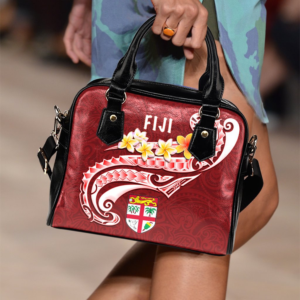 Fiji Shoulder Handbag - Fiji Seal Polynesian Patterns Plumeria (Red) One Size Red - Polynesian Pride