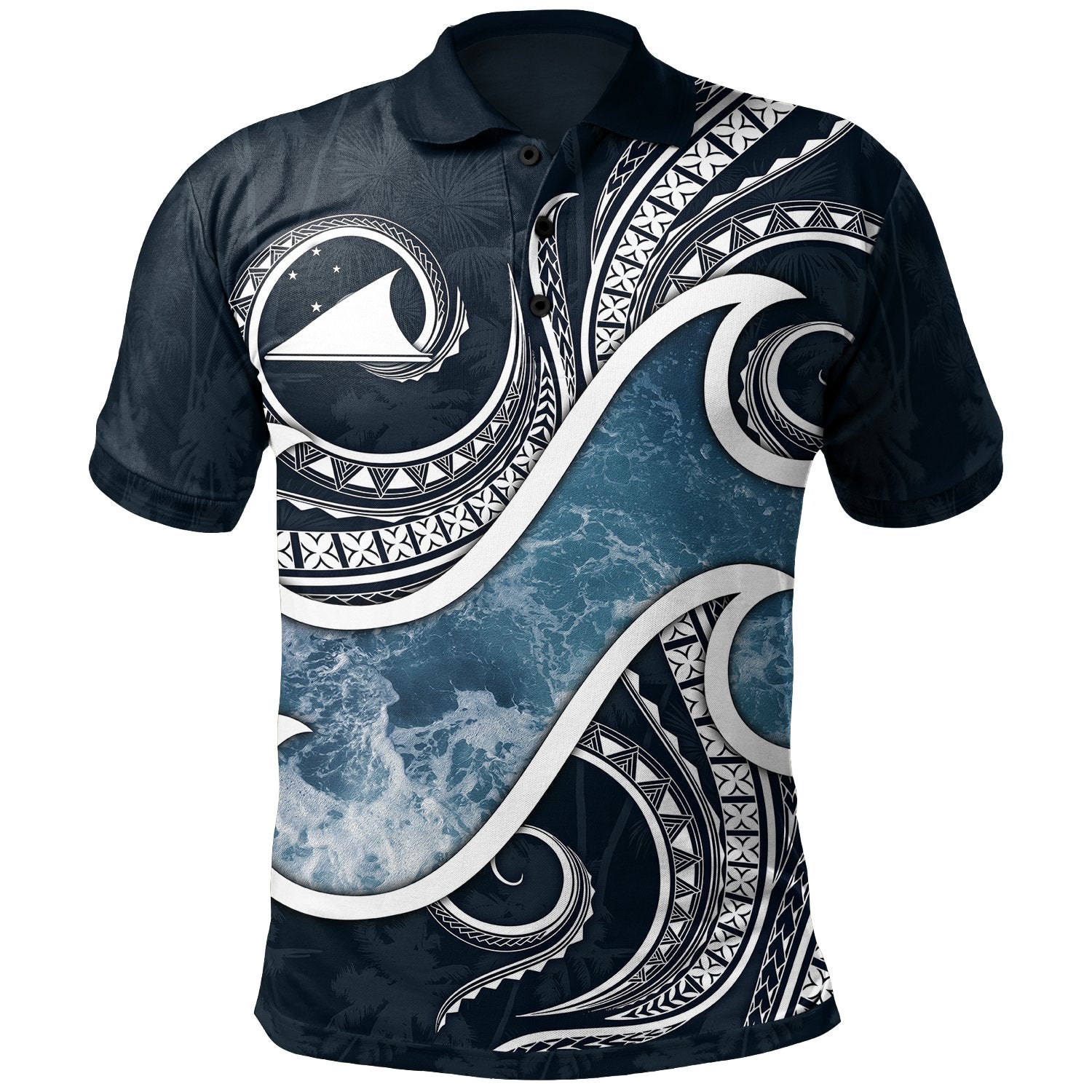 Tokelau Polynesian Polo Shirt Ocean Style Unisex Blue - Polynesian Pride