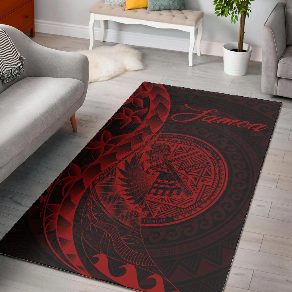 American Samoa Area Rug - Polynesian Pattern Style Red Color Red - Polynesian Pride