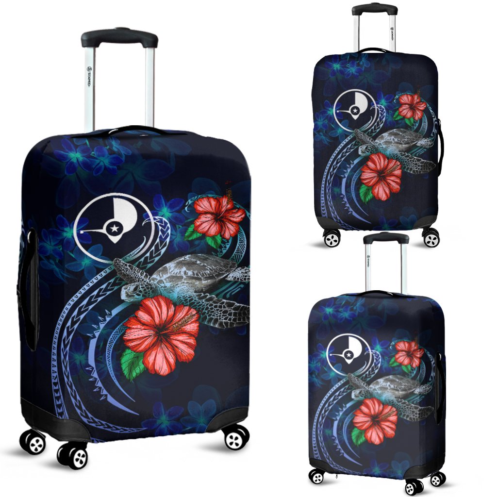 Yap Polynesian Luggage Cover - Blue Turtle Hibiscus Blue - Polynesian Pride