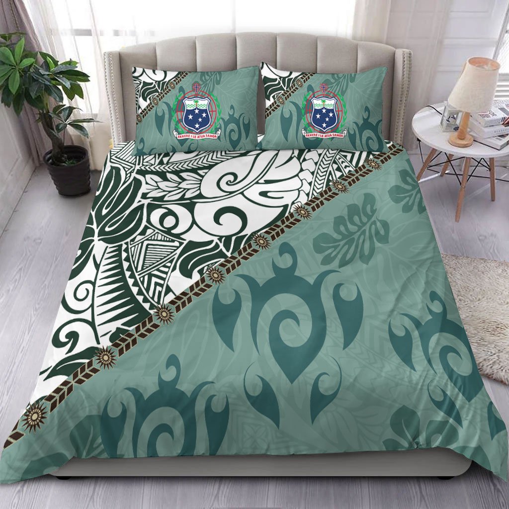 Samoa Bedding Set - Leaves And Turtles Green - Polynesian Pride