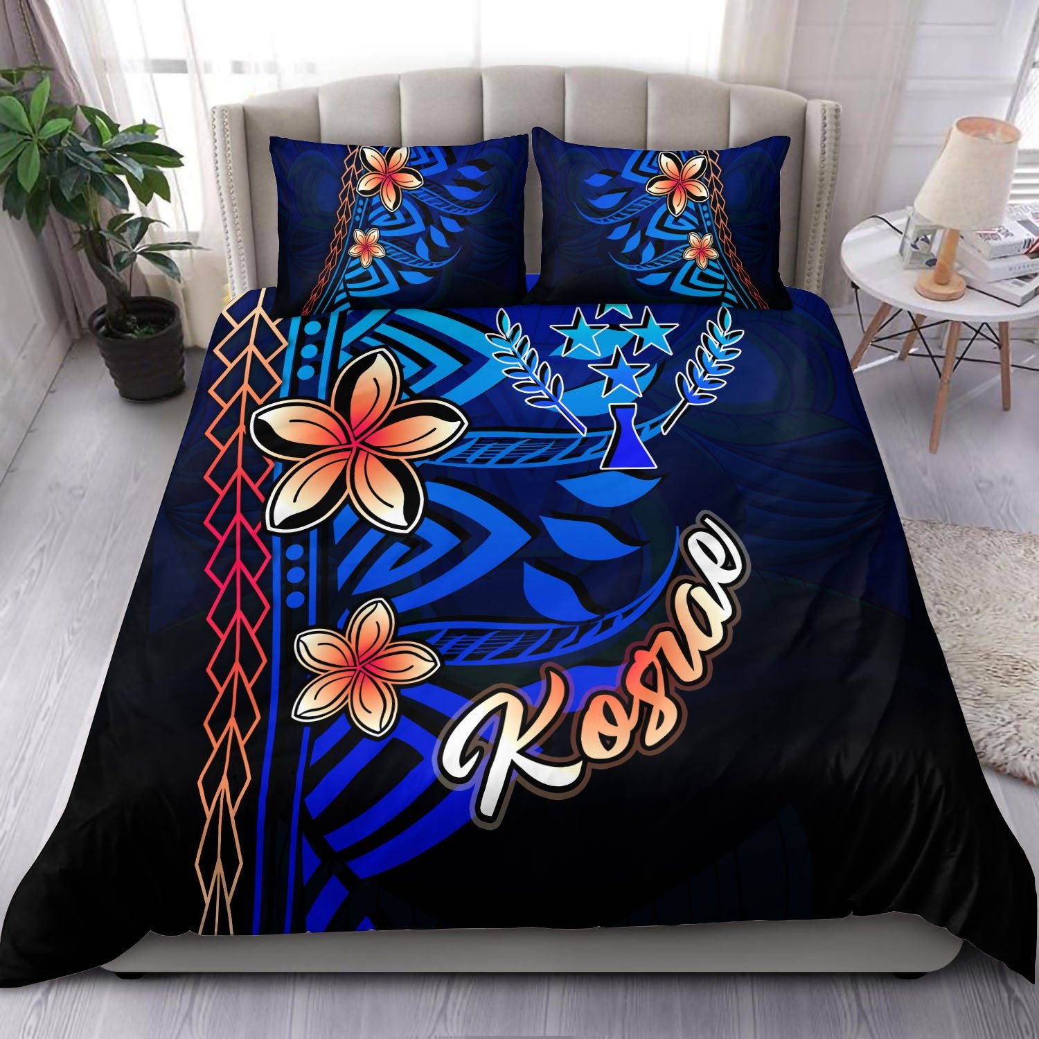 Kosrae Bedding Set - Vintage Tribal Mountain Blue - Polynesian Pride