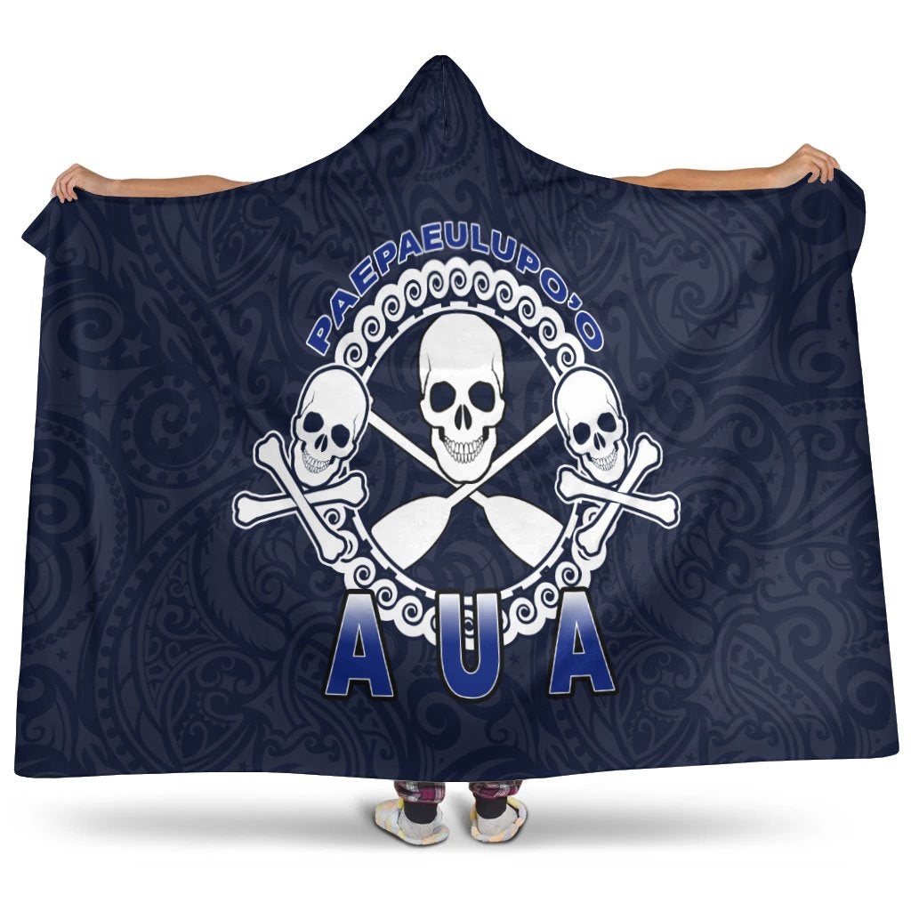 American Samoa Hooded Blankets - Paepaeulupo'o Aua Hooded Blanket Blue - Polynesian Pride