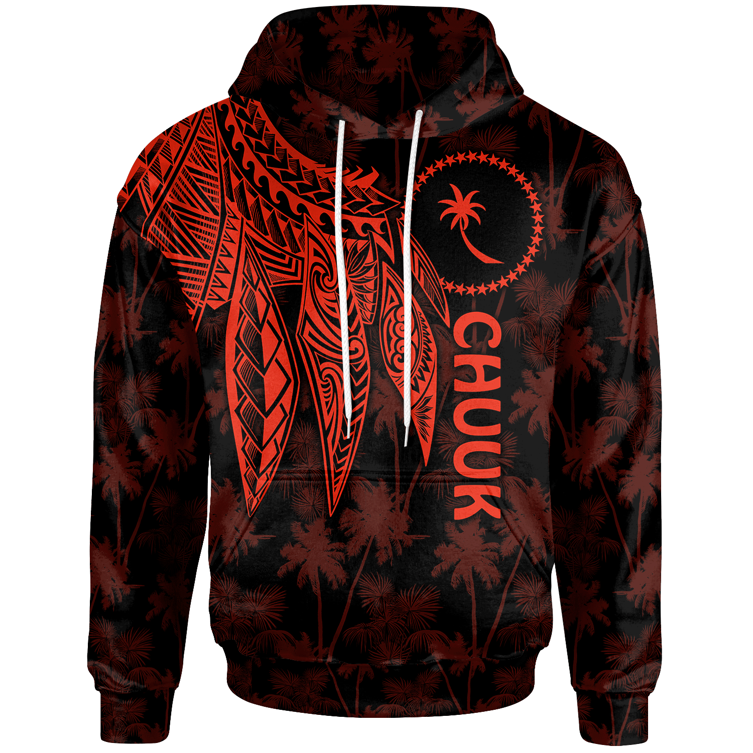 Chuuk Hoodie Polynesian Wings (Red) Unisex Red - Polynesian Pride