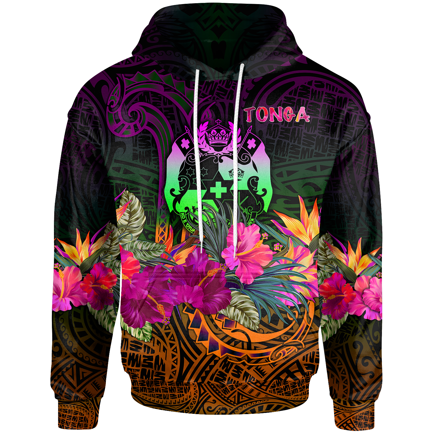 Tonga Polynesian Hoodie Summer Hibiscus Unisex Reggae - Polynesian Pride