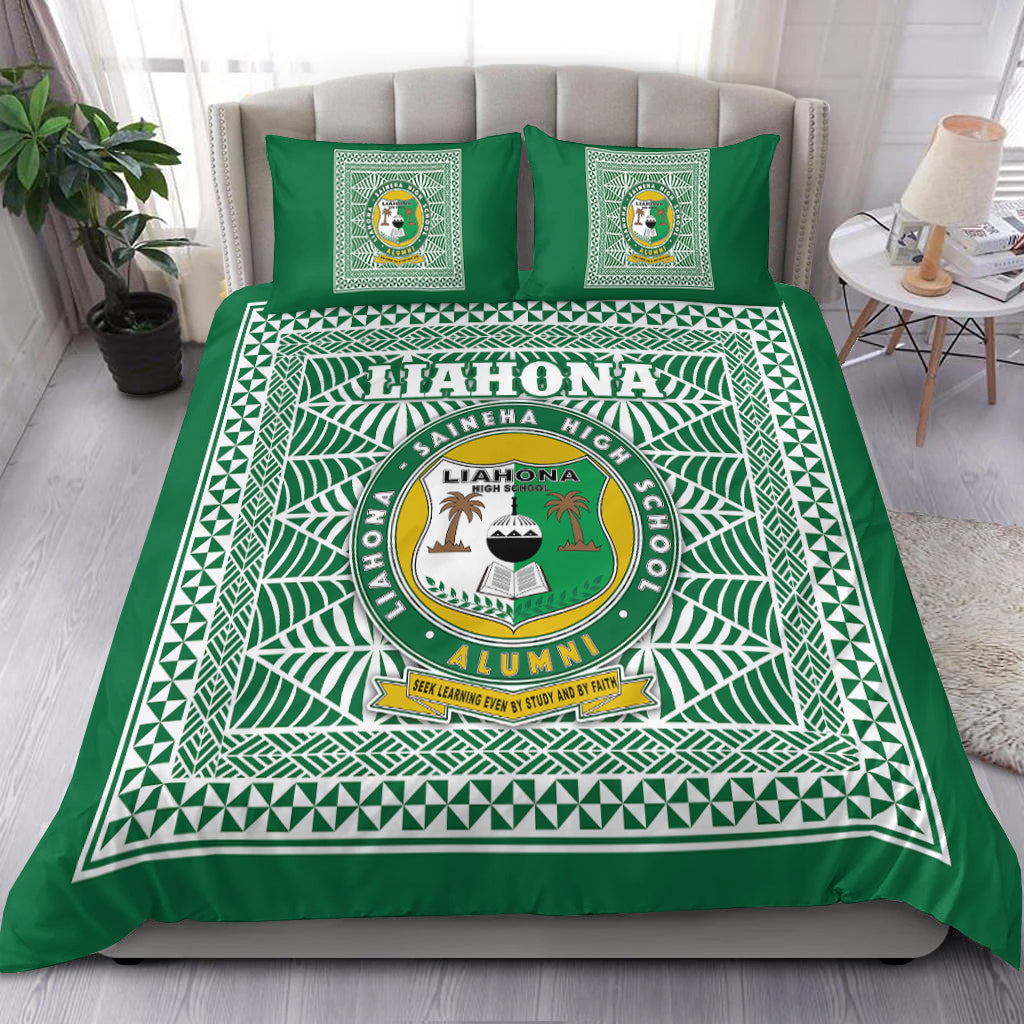 Liahona High School Bedding Set Tonga Pattern LT4 Green - Polynesian Pride