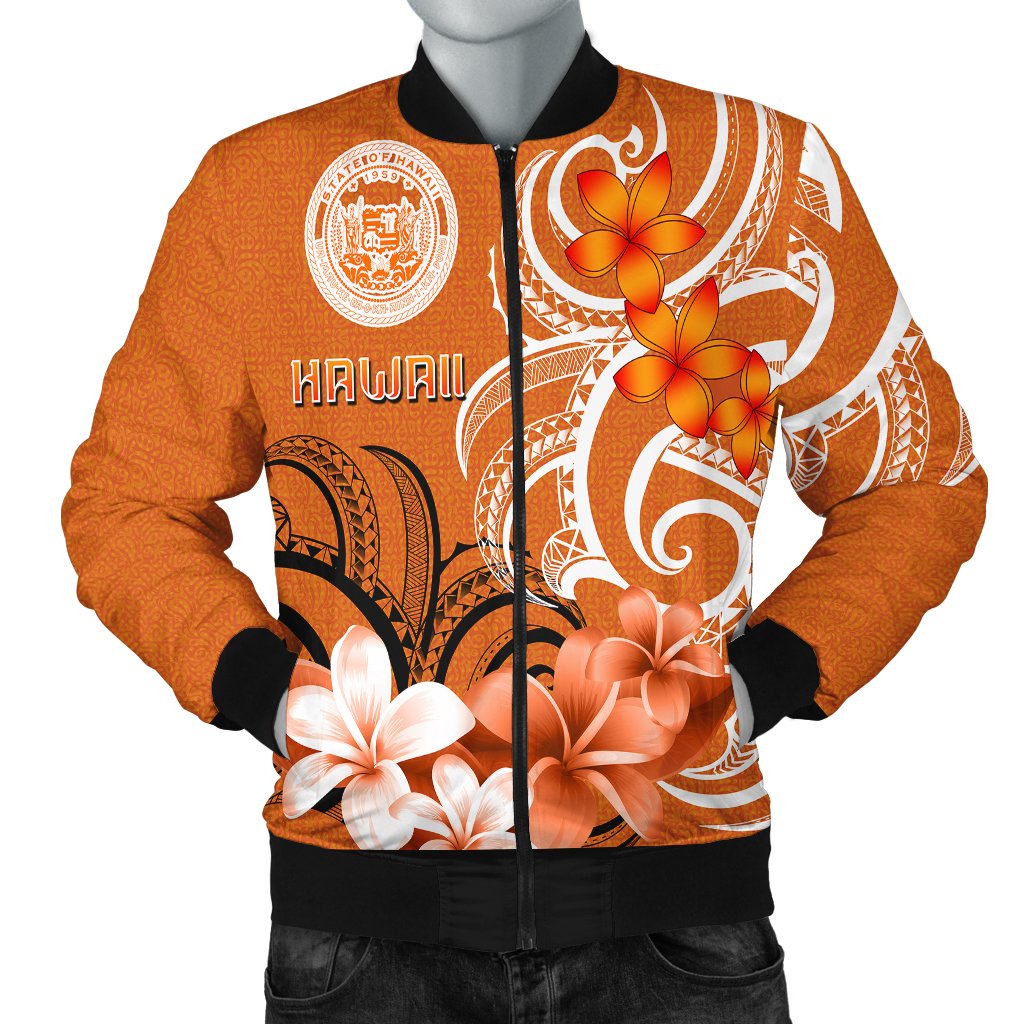 Hawaii Men's Bomber Jacket - Hawaii Seal Hawaiian Spirit Orange - Polynesian Pride