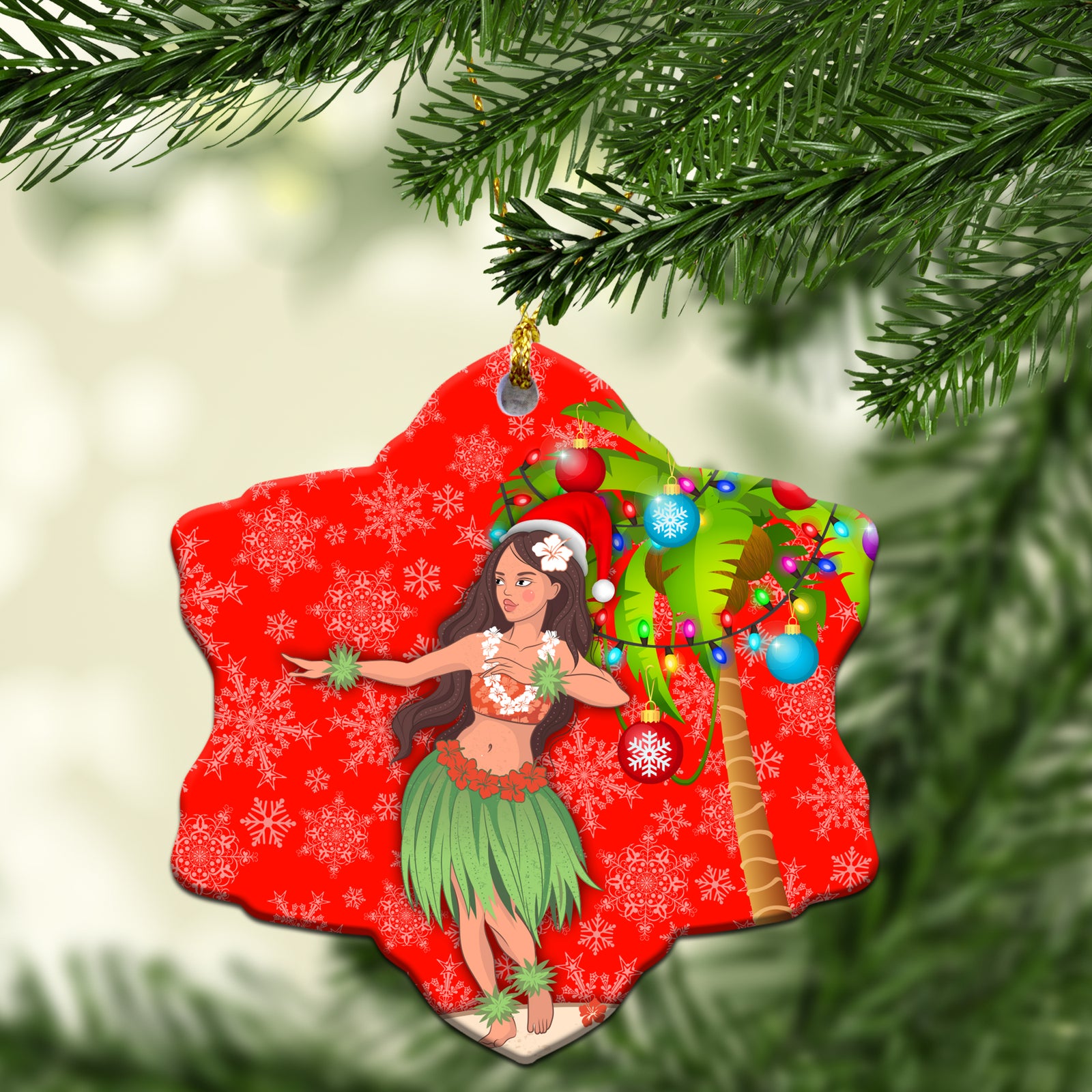 Hawaii Christmas Hula Girl Ornament - LT12 Christmas Tree - Polynesian Pride