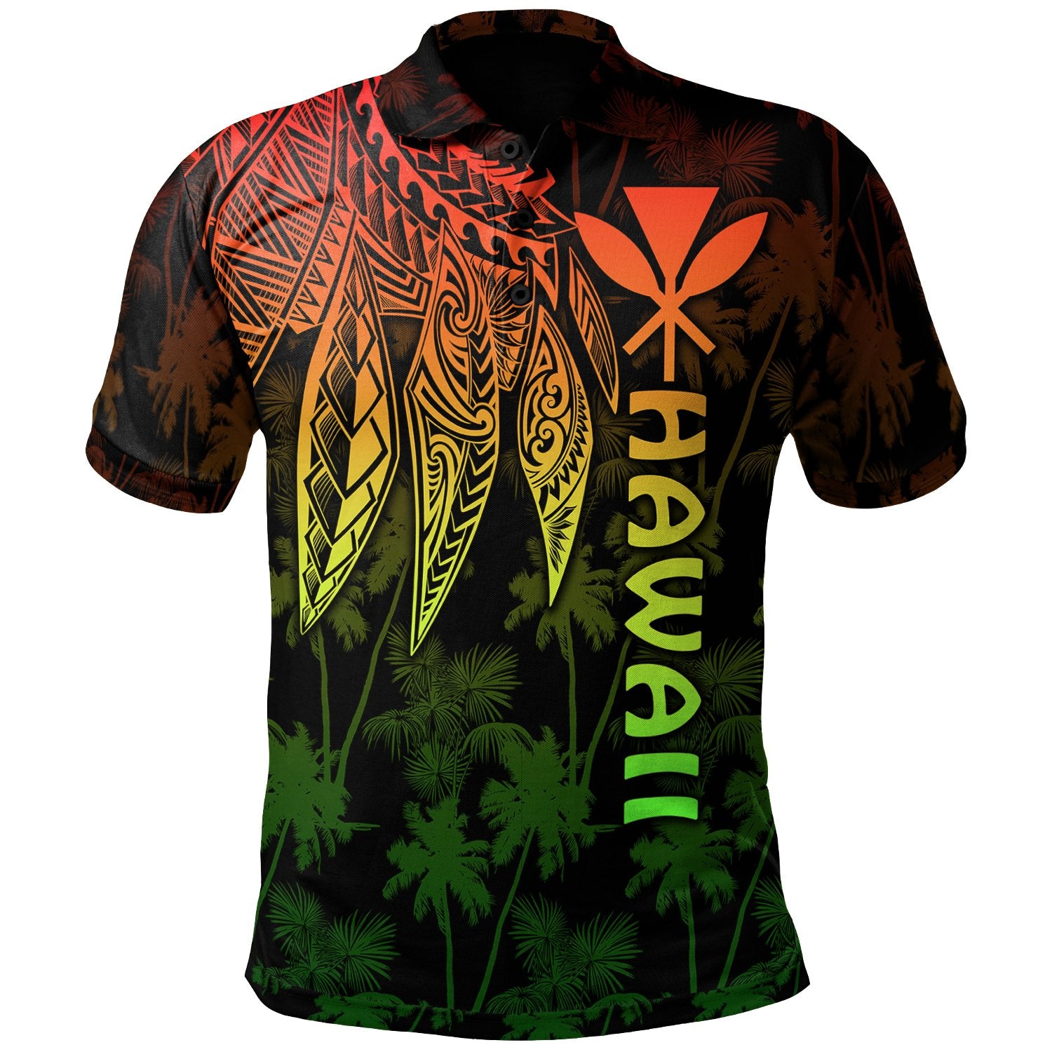 Polynesian Hawaii Kanaka Maoli Polo Shirt Polynesian Wings (Reggae) Unisex Reggae - Polynesian Pride