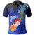 Kosrae Polo Shirt Humpback Whale with Tropical Flowers (Blue) - Polynesian Pride