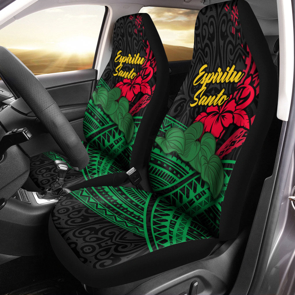 Vanuatu Espiritu Santo Car Seat Covers - Kava With Hibiscus - LT12 Universal Fit Black - Polynesian Pride