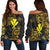 Hawaii Kanaka Maoli Women's Off Shoulder Sweaters - Abstract Style Black - Polynesian Pride