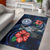 Northern Mariana Islands Polynesian Area Rug - Blue Turtle Hibiscus Blue - Polynesian Pride