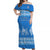 St John College Tonga Off Shoulder Long Dress Tonga Pattern LT13 Long Dress Blue - Polynesian Pride