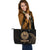 Tahiti Polynesian Leather Tote Bag - Gold Tribal Wave - Polynesian Pride